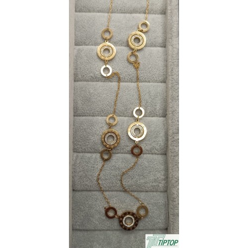 HALKA MODEL ZİRKON TAŞLI GOLD ÇELİK KOLYE 