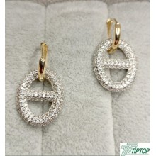 GÜMÜŞ RENK ZİRKON TAŞLI SALLANTILI KÜPE