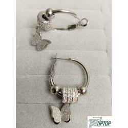 KELEBEK MODEL ZİRKON TAŞLI GÜMÜŞ RENK KÜPE