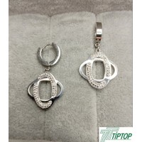 GÜMÜŞ RENK ZİRKON TAŞLI SALLANTILI KÜPE