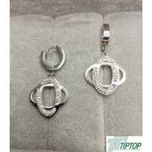 GÜMÜŞ RENK ZİRKON TAŞLI SALLANTILI KÜPE