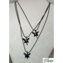 KELEBEK MOTİFLİ KATLI SİYAH MAT KOLYE