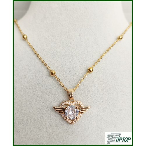 GOLD RENK KANATLI KALP KOLYE