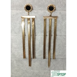 SALLANTILI GOLD RENK SİYAH MİNELİ KÜPE SALLANTILI GOLD RENK SİYAH MİNELİ KÜPE