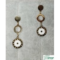 GOLD RENK BEYAZ MİNELİ SALLANTILI KÜPE