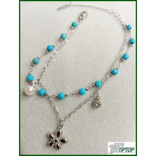 FİRUZE TURKUAZ GÜMÜŞ RENK BİLEKLİK